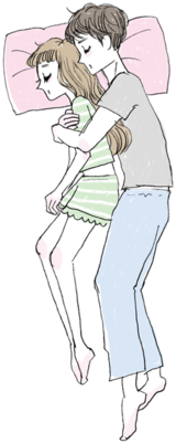 彼が背中から抱きついて眠るカップルは…