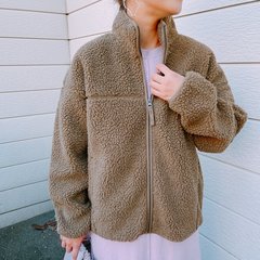 【ジーユー￥2,990】オリーブカラーが洒落♡あったかボアブルゾン