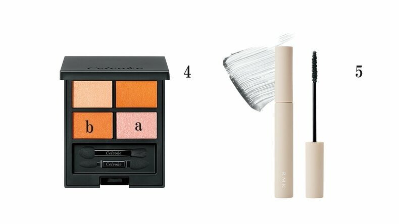 4.セルヴォーク ヴァティック アイパレット　12 ￥6,820　5.RMK　フェザーウィスプ マスカラ　04　￥4,180