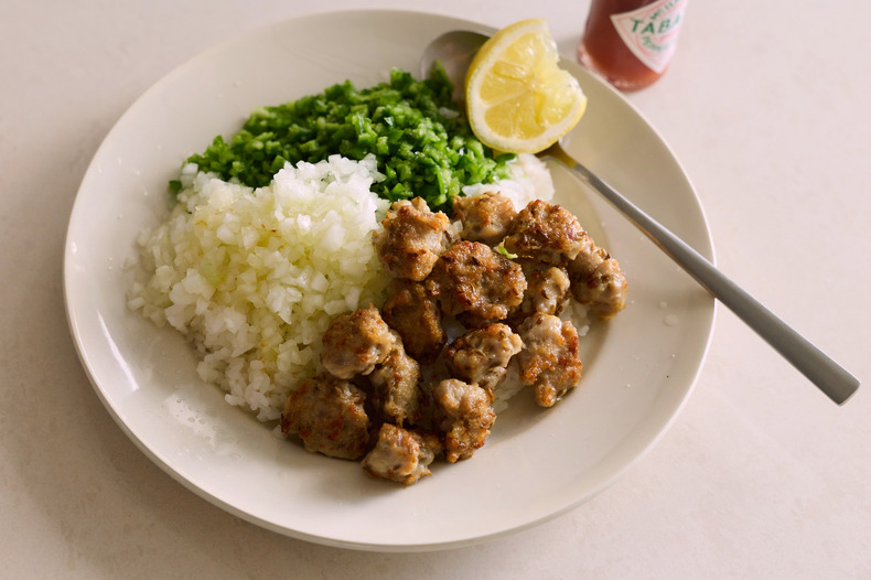 ぽいぽいつくねとしゃきしゃき野菜のまぜごはん