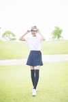 キュロットパンツ¥19,800、シャツ¥15,400、サンバイザー¥6,600、ソックス¥2,970/ビームス ゴルフ シューズ¥11,990/ティゴラ