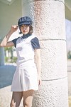 シャツ¥15,400、ベスト¥16,500、スカート¥16,500、キャスケット¥11,000、ソックス¥2,640/セントアンドリュース シューズ¥11,990/ティゴラ