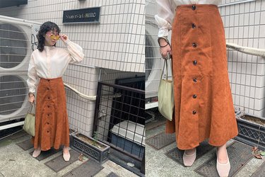 GU￥1990】渋色コーデュロイがキャッチー♡女っぽマーメイドスカート