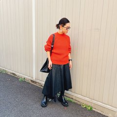 【GU￥1,990】ざっくりローゲージ×オレンジカラーが今年顔なプチプラニット♡