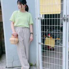 【GU￥1,990】チェックセミワイドパンツで初夏のパンツルックにグッと差が付く♡