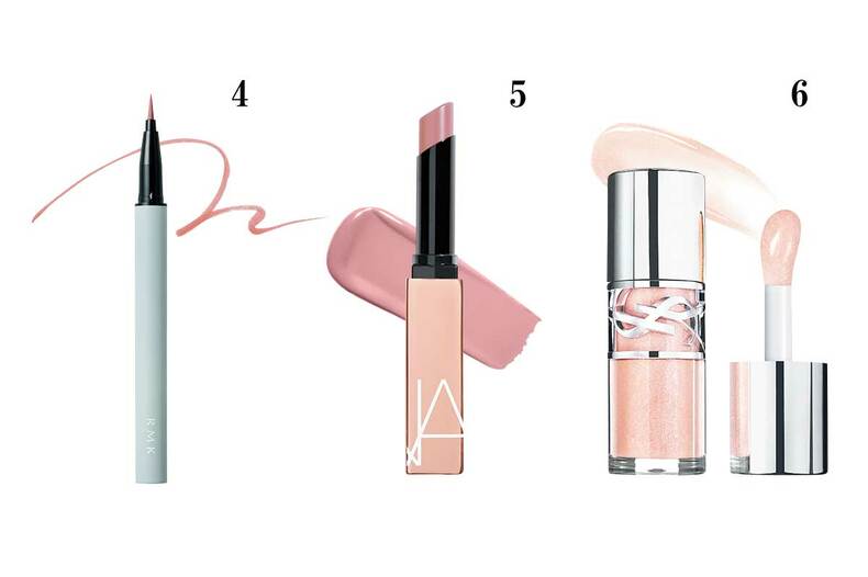 4.RMK　グラフィック リクイドアイライナー　EX-02　￥3,300（限定）　5.ナーズ　アフターグロー　センシュアルシャイン　リップスティック　211　￥4,730　6.イヴ･サンローラン　YSL ラブシャイン グロスプランパー　10　￥4,950／イヴ･サンローラン・ボーテ