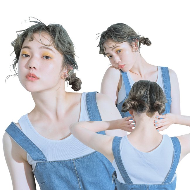 猛暑日でも美人顔キープな、”涼しげツインお団子”。超簡単♡湿度に負けないヘアアレンジ