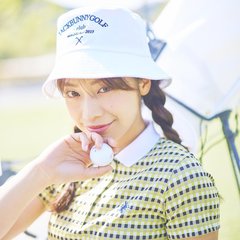 【ar golf】イエローのギンガムチェックがラウンドでお目立ち♡　ほどよいピタっと感で華奢見えも叶うポロ♡