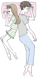 背中合わせで眠るカップルは…