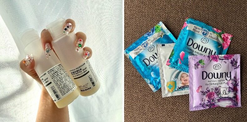 （左）無印良品の小分けボトル（右）小分け柔軟剤