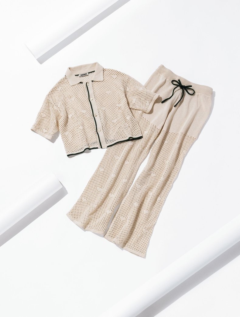「夏のボーナスで買いたい」が詰まってる! 予算別・ar編集部おすすめアイテム10選 NKNIT mesh ♥ pattern KNIT shirt&pants シャツ¥20,900、パンツ¥24,200