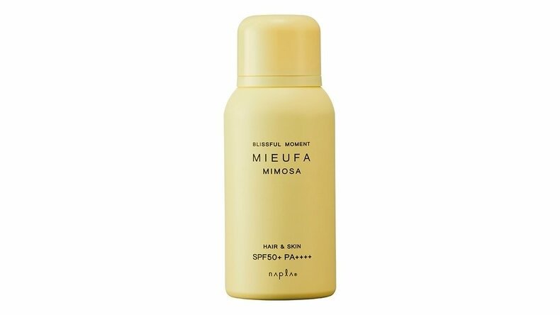 ミーファ フレグランスUVスプレー ミモザ SPF50+・PA++++ 80g ¥1,320/ナプラ