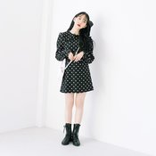 【365days色っぽ】長袖×ミニ丈”おパリ”なドットワンピ♡ゴシックな着こなしに