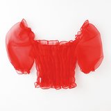 【365days色っぽ】存在感と着回し力を兼ね備えた、オーガンジー素材の儚げREDトップス