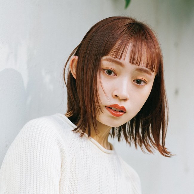 【ボブ】まろピンクオレンジで際立つ個性を引き算