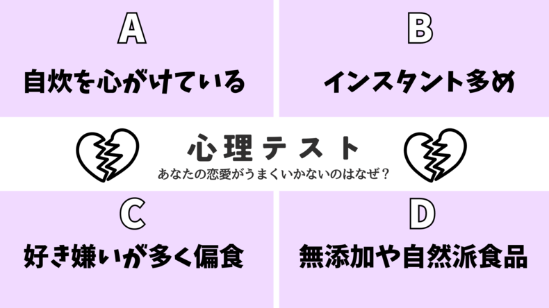 【恋愛心理テスト】「あなたの恋愛がうまくいかない理由」を診断！　普段の食事の傾向は？　その回答でチェック♡