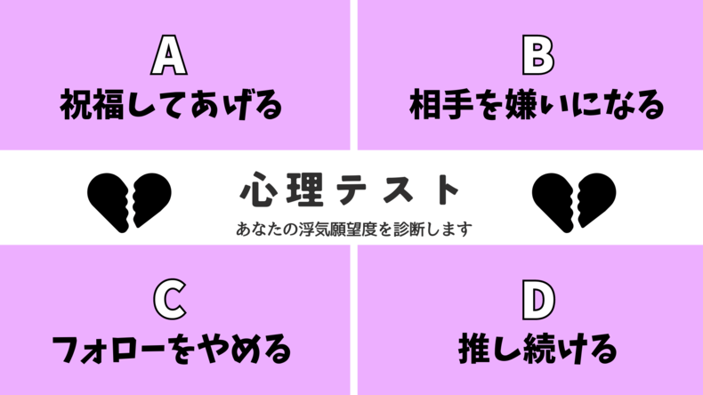 【恋愛心理テスト】あなたの「浮気願望度」を診断♡　あなたの推しが結婚したらどうする？　その回答でチェック！