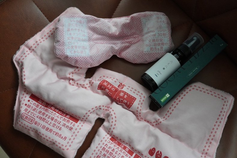 ホットアイマスク、首肩ホットパック、お香、ピローミスト