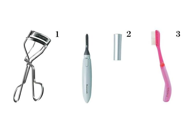 1.シュウ ウエムラ　アイラッシュカーラー（替えゴム1個入り）　￥3,190　 2.パナソニック　まつげくるん　ナチュラルカール EH-SE11　オープン 価格　3.チャスティ　マスカラコームメタルN マジェンタP（ナチュラル）　￥770／シャンティ