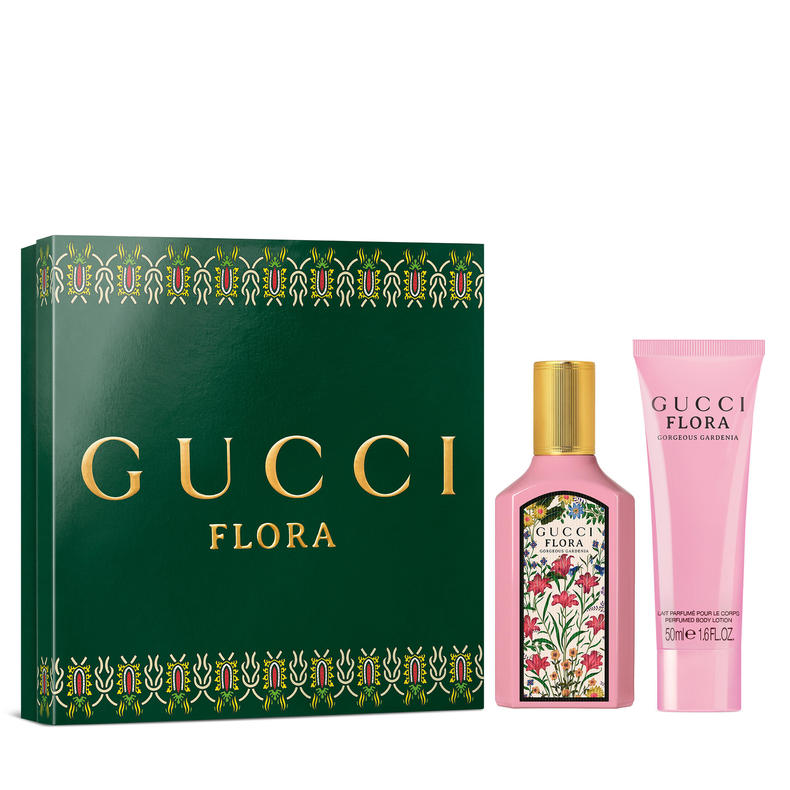 人気ブランド別・ボディケアクリスマスコフレ2026【発売日順】 GUCCI Beauty｜華やかで多幸感あふれる花々の香り♡贅沢ボディケアコフレ GUCCI Beauty グッチ フローラ ゴージャス ガーデニア オードパルファム ギフトセット（GR BL）￥17,820（数量限定）