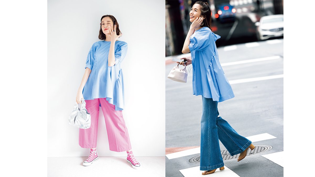 1枚あると便利♡」佐藤栞里が魅せる【フレアブラウス】着回し術