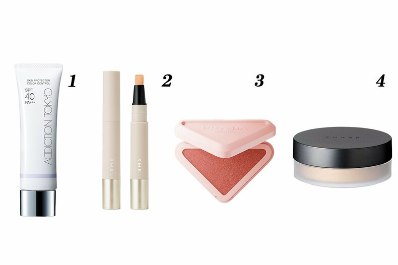 森七菜ar表紙メイク・使用コスメ一覧　1.アディクション　スキンプロテクター カラーコントロール　001　SPF40･PA+++　30g　￥4,180　2.RMK　コレクティング ヴェール コンシーラー　03　SPF17･PA++　￥4,400　3.プラダ タッチ　P71　￥6,930／プラダ ビューティ　4.THREE　アドバンスドエシリアルスムースオペレーター ルースパウダー　01　￥6,050