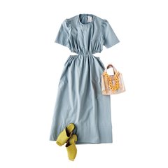 【365days色っぽ】デートで着たいワンピNo.1！ペールブルーのパフスリーブワンピ