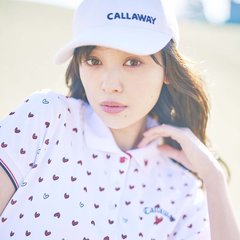 【ar golf】ハート総柄ポロシャツがキャッチ―♡　ホワイトコーデでまとめればラブリーすぎないオシャレゴルフコーデに！