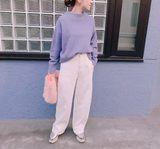 【UNIQLO】のラベンダーニットが色っぽい♡  トレンドのハイネックとふわふわな肌触りにトリコ