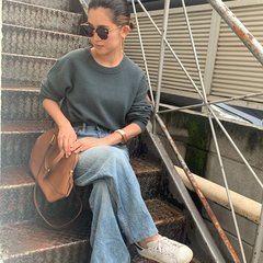 【ユニクロ ユー￥2,990】上質ウール100％で高見え♡ふわ軽クルーネックニットを洒落に着こなし