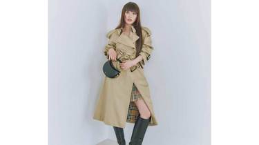 裏地のバーバリーチェックが可愛い♡内田理央が着こなすバーバリーの