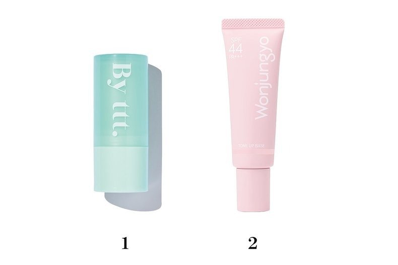 １　By ttt.　クリアサンスティック　20ｇ　￥2,200　２　ウォンジョンヨ　トーンアップベ ース（カバータイプ）　SPF44・PA+++　01　￥1,430／レインメーカーズ
